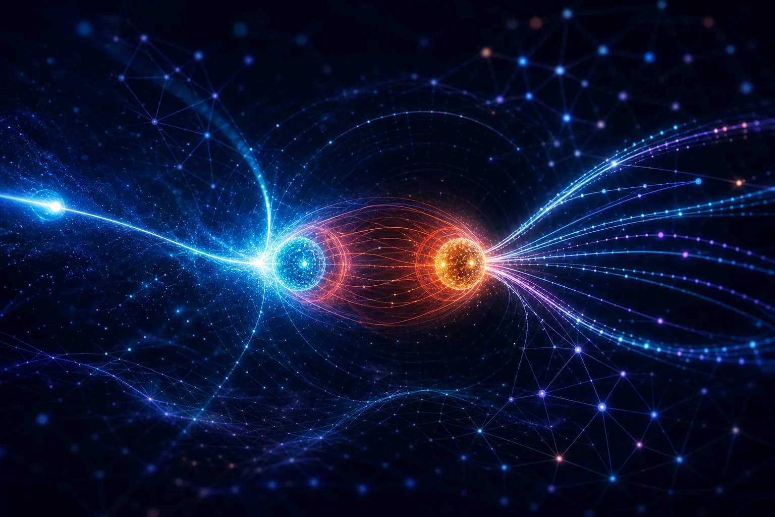 Supplied visualization of two interacting particle fields